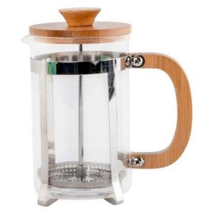 100024 - Kolben Kaffeemaschine elegant für 600 ml aus Bambus, Stahl und Borosilikatglas
