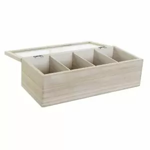 100026 - Teebox mit Glasdeckel aus Holz und Glas - Offen