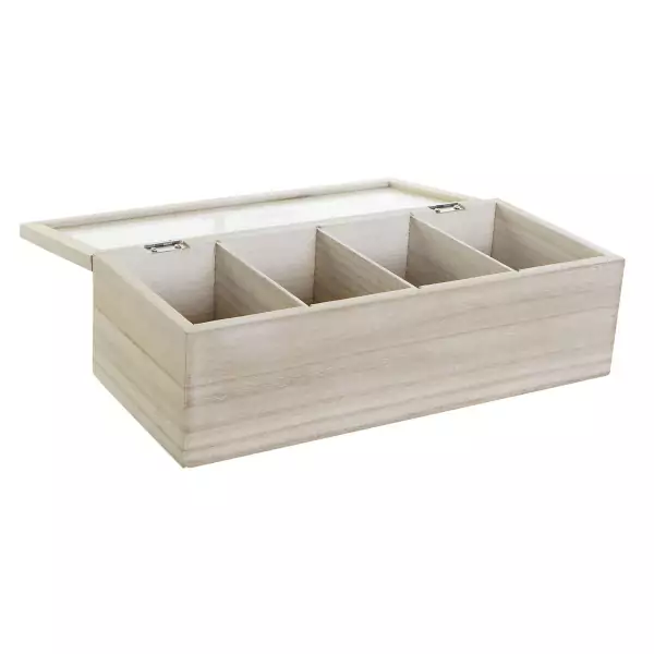 100026 - Teebox mit Glasdeckel aus Holz und Glas - Offen