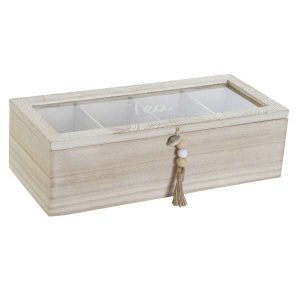 100026 - Teebox mit Glasdeckel aus Holz und Glas