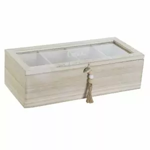 100026 - Teebox mit Glasdeckel aus Holz und Glas