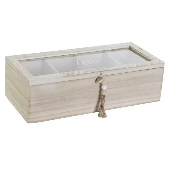 100026 - Teebox mit Glasdeckel aus Holz und Glas