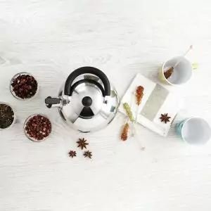 100030 - Wasserkocher klassisch für die Herdplatte für 2 Liter aus Edelstahl - Obenansicht