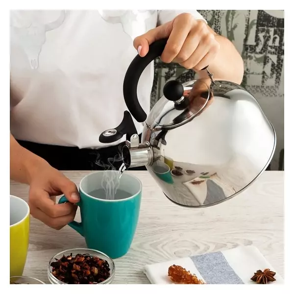 100030 - Wasserkocher klassisch für die Herdplatte für 2 Liter aus Edelstahl - beim Einschenken