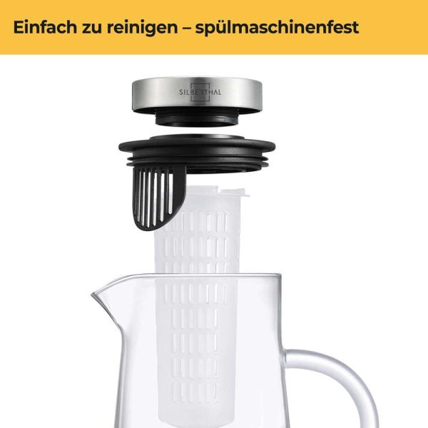 100502 - Hitzebeständige 2 Liter Glaskaraffe mit Fruchteinsatz und Deckel - spülmaschinenfest