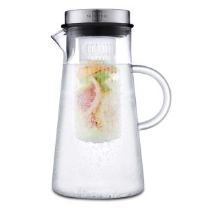 100502 - Hitzebeständige 2 Liter Glaskaraffe mit Fruchteinsatz und Deckel