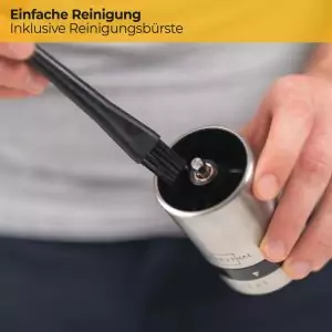 100506 - Kaffeemühle manuell aus Edelstahl und Glas mit hochwertigem Kegelmahlwerk - Reinigung