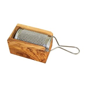 100401 - Käsereibe mit Schale aus Olivenholz handgemacht