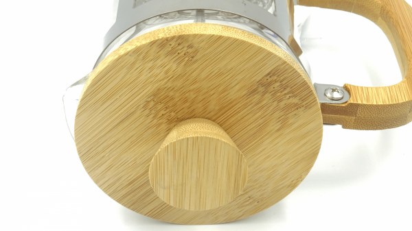 100024 - Kolben Kaffeemaschine elegant für 600 ml aus Bambus, Stahl und Borosilikatglas - Deckel