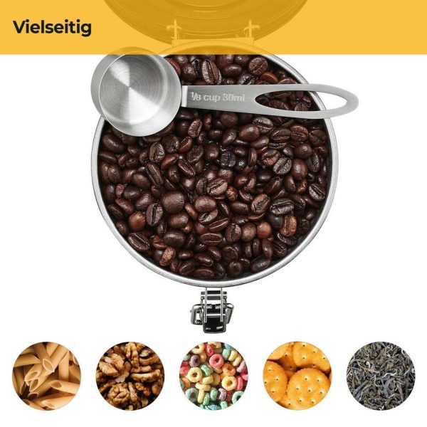 100501 - Luftdichte Kaffeedose mit Aromaventil aus Edelstahl mit einstellbarer Datumsanzeige für 500g - vielseitig Einsetzbar