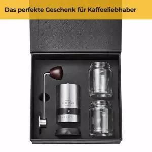 100506 - Kaffeemühle manuell aus Edelstahl und Glas mit hochwertigem Kegelmahlwerk - Verpackung