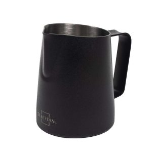 100510 - Milchkännchen in schwarz für Milchschaum und Latte Art aus Edelstahl - 350 ml