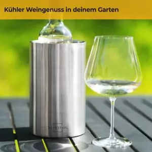 100514 - Weinkühler doppelwandig aus Edelstahl - im Garten