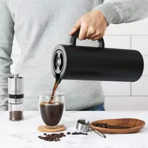 100516 - Thermoskanne 1 L mit Glaseinsatz doppelwandig - frischen Kaffee einschenken