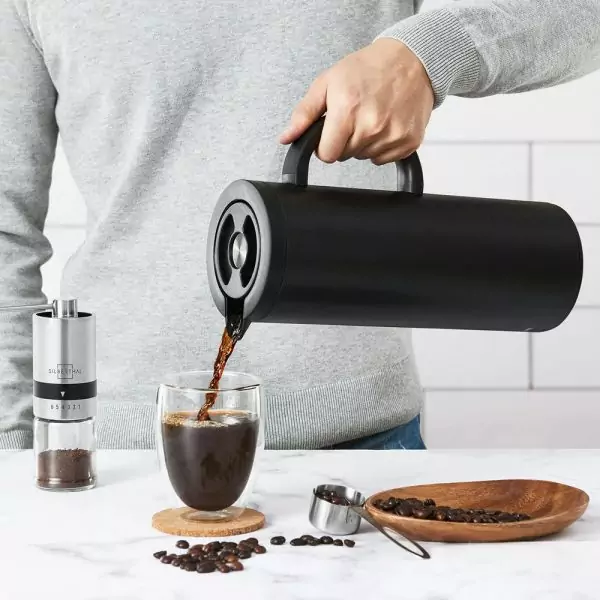 100516 - Thermoskanne 1 L mit Glaseinsatz doppelwandig - frischen Kaffee einschenken