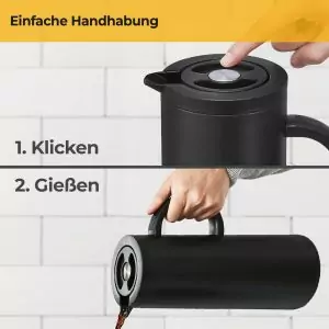 100516 - Thermoskanne 1 L mit Glaseinsatz doppelwandig - klicken und gießen