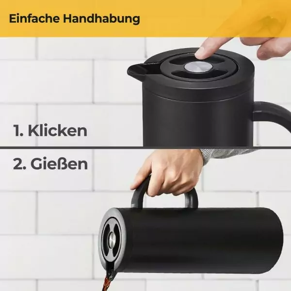 100516 - Thermoskanne 1 L mit Glaseinsatz doppelwandig - klicken und gießen