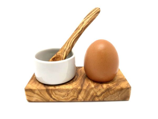 100423 - Eierbecher mit Porzellanschale und Löffel - mit Ei und Löffel