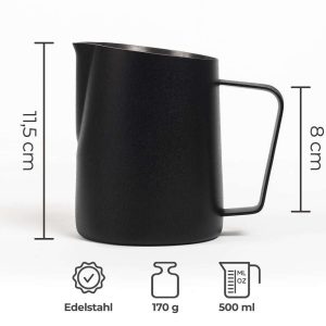 100510 - Milchkanne für Milchschaum und Latte Art aus Edelstahl - 350 ml