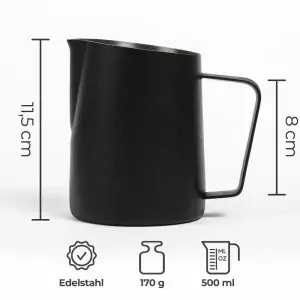 100510 - Milchkanne für Milchschaum und Latte Art aus Edelstahl - Maße 500 ml