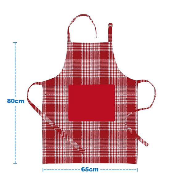 101406 - Set aus Küchenschürze mit Ofenhandschuh und Topflappen in rot und weiß kariert - Maße Schürze