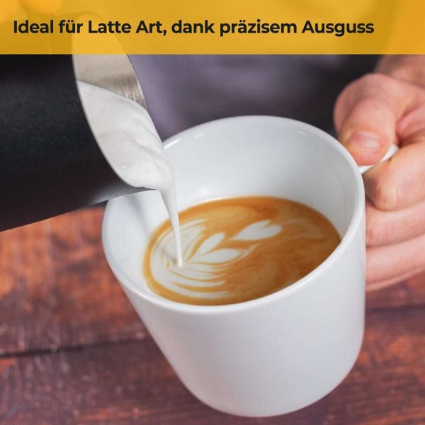 100510 - Milchkanne für Milchschaum und Latte Art aus Edelstahl - präziser Ausguss