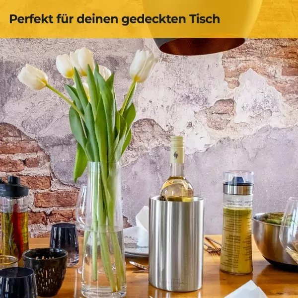 100514 - Weinkühler doppelwandig aus Edelstahl - auf Tisch