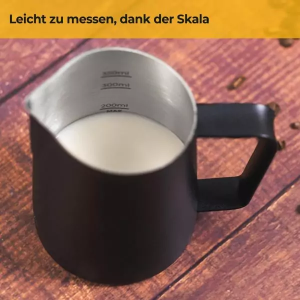 100510 - Milchkanne für Milchschaum und Latte Art aus Edelstahl - Messskala