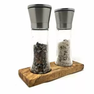 100424 - Untersetzer Duo für Salz- und Pfeffermühle aus Olivenholz