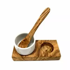 100423 - Eierbecher mit Porzellanschale und Löffel - aufgebaut mit Löffel