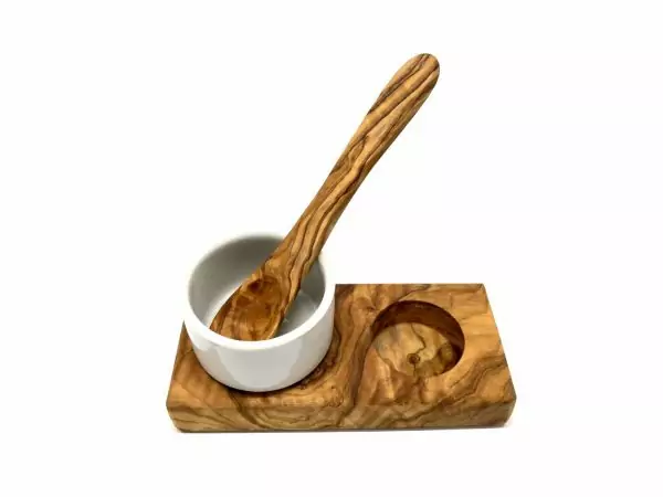 100423 - Eierbecher mit Porzellanschale und Löffel - aufgebaut mit Löffel