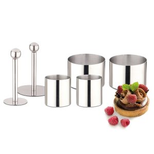 1003B26 - Dessertringe mit Drücker aus Edelstahl in 2 Größen