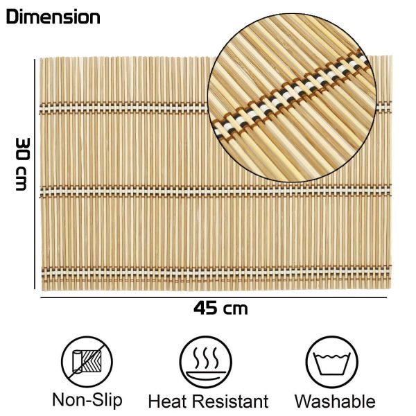 101409 - Set aus 4 Bambus Tischset mit Streifenmuster - Maße