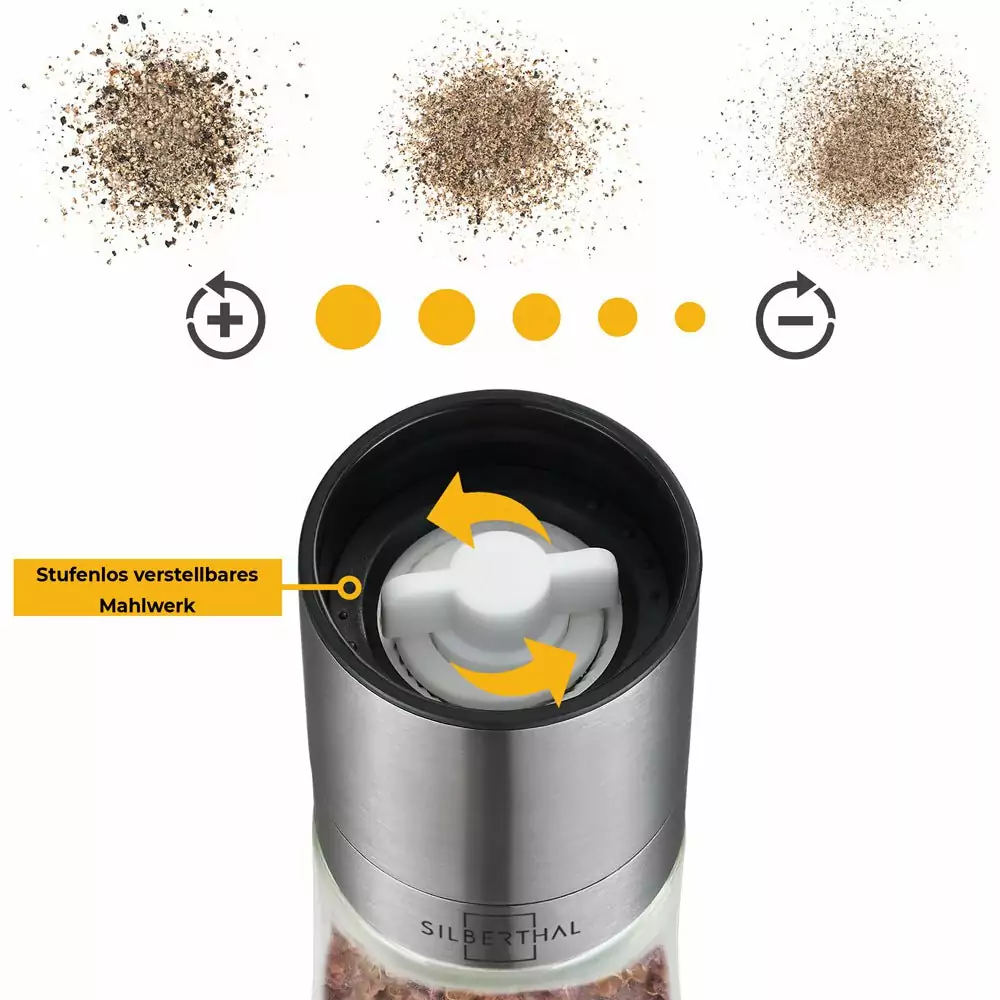 100518 - Salz- und Pfeffermühle Set mit Keramikmahlwerk - stufenweise verstellbares Mahlwerk