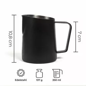 100510 - Milchkanne für Milchschaum und Latte Art aus Edelstahl - Maße 350 ml
