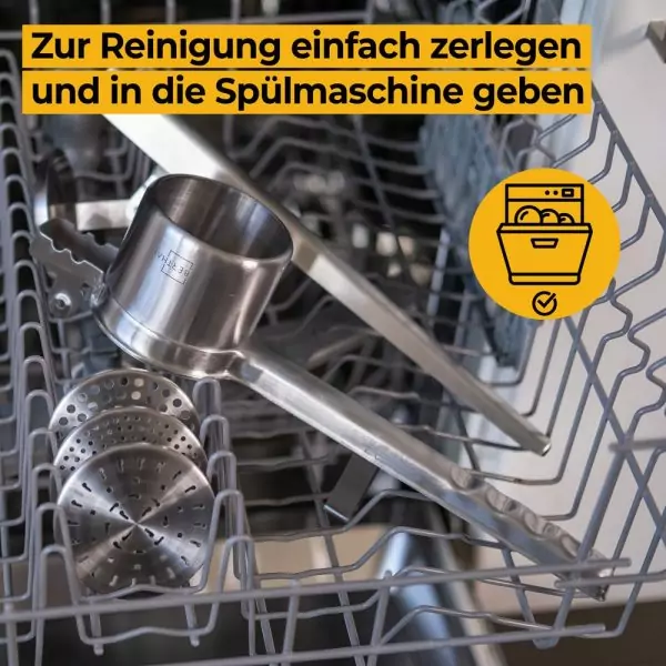 100517 - Kartoffelpresse manuell mit 3 Einsätzen aus Edelstahl - Spülmaschinen geeignet
