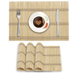 101409 - Set aus 4 Bambus Tischset mit Streifenmuster