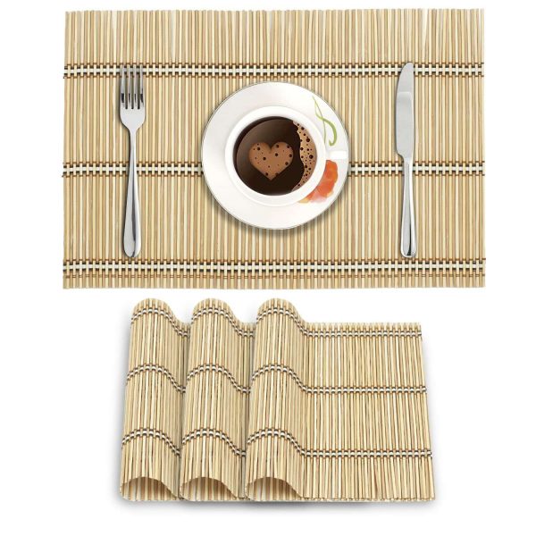 101409 - Set aus 4 Bambus Tischset mit Streifenmuster