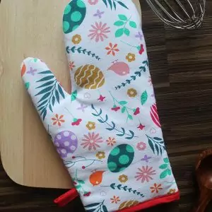 101405 - Set Kochhandschuh und Topflappen mit Blumenmuster - Kochhandschuh