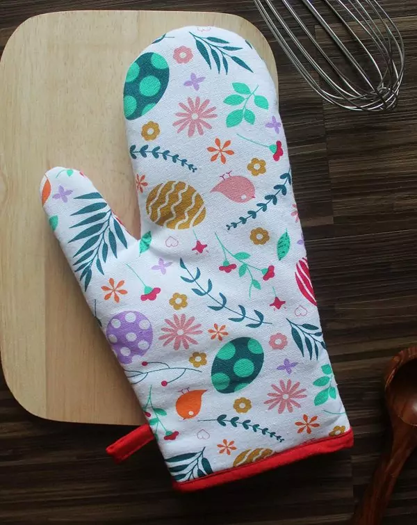 101405 - Set Kochhandschuh und Topflappen mit Blumenmuster - Kochhandschuh