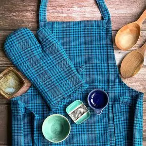 101402B - Küchenschürze und Ofenhandschuh Blau