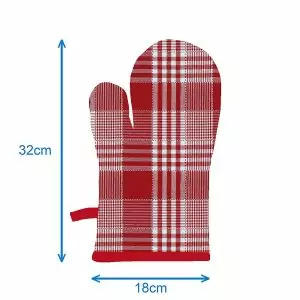 101404 - Set Topfhandschuh und Topflappen in kariert rot und weiß - Maße Topfhandschuh