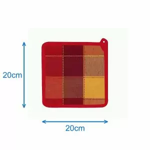 101403 - Set Ofenhandschuh und Topflappen in kariert rot und orange - Maße Topflappen