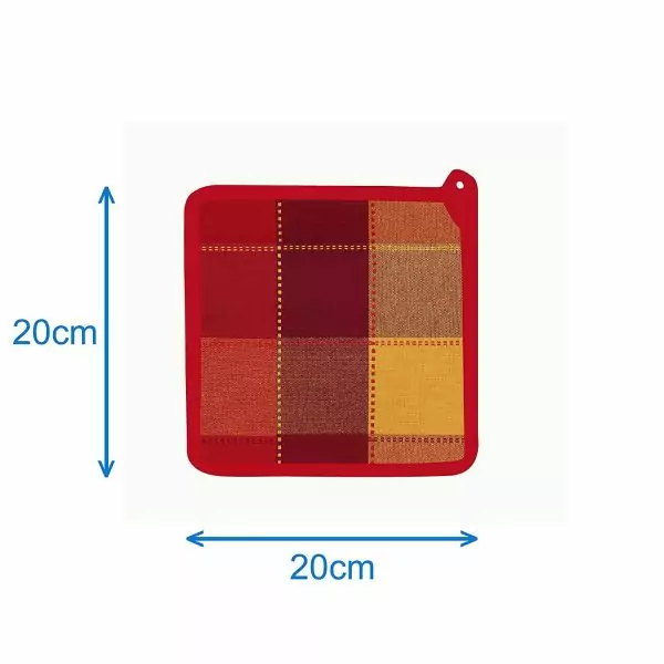 101403 - Set Ofenhandschuh und Topflappen in kariert rot und orange - Maße Topflappen