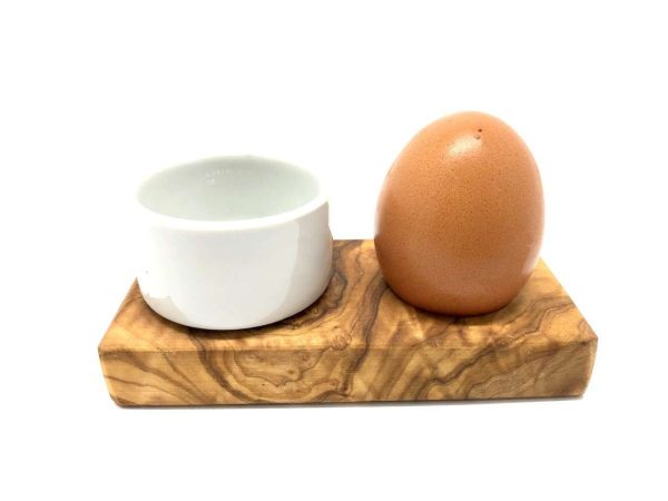 100423 - Eierbecher mit Porzellanschale und Löffel - mit Ei ohne Löffel