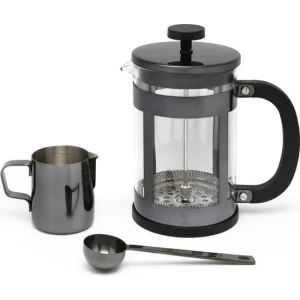 102201 - French Press Set Vicenza inkl. Messlöffel und Milchkanne aus Edelstahl und Borosilikatglas für 800ml