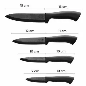 100521 - Keramikmesser Set 4-teilig schwarz - Maße