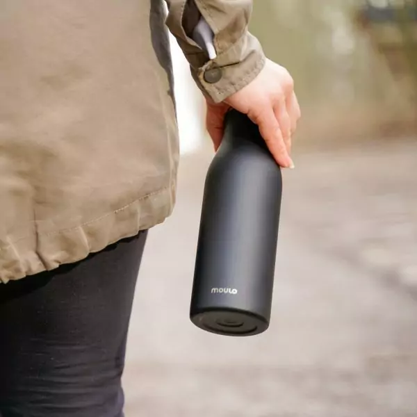 102401C -Thermosflasche 500ml PULS aus Edelstahl mit Lock Lid Schwarz - Outdoor