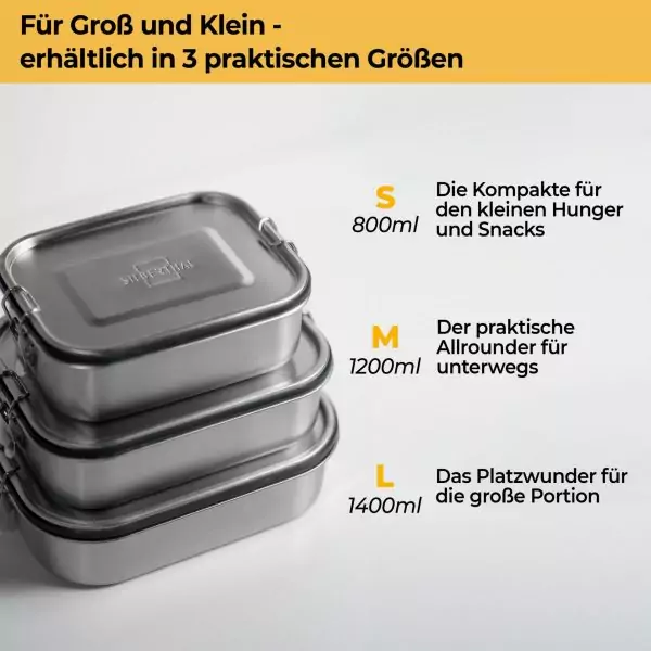 100523 - Brotdose mit Trennwand aus Edelstahl in verschiedenen Größen - 3 Größen