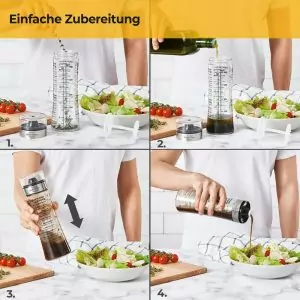 100526 - Dressingshaker aus Glas für 500ml mit aufgedruckten Rezepten - einfache Zubereitung